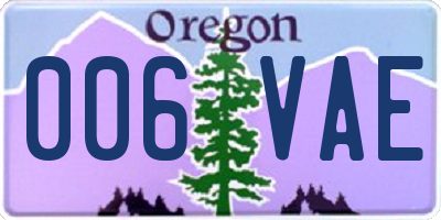 OR license plate 006VAE
