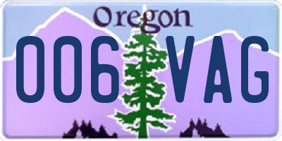 OR license plate 006VAG