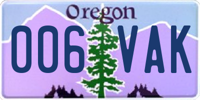 OR license plate 006VAK