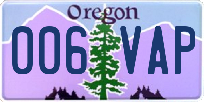 OR license plate 006VAP