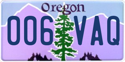 OR license plate 006VAQ