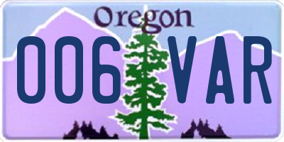OR license plate 006VAR