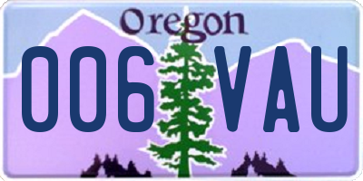 OR license plate 006VAU