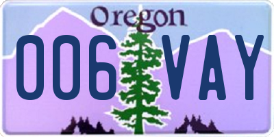 OR license plate 006VAY