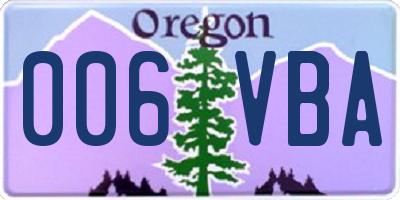 OR license plate 006VBA