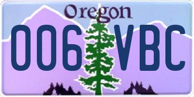 OR license plate 006VBC