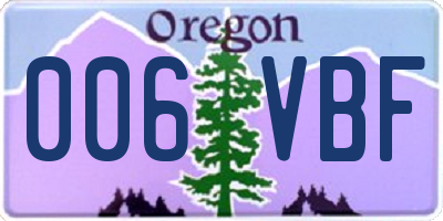OR license plate 006VBF