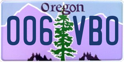 OR license plate 006VBO