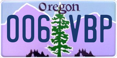 OR license plate 006VBP