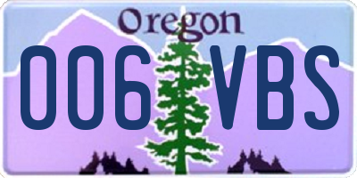 OR license plate 006VBS