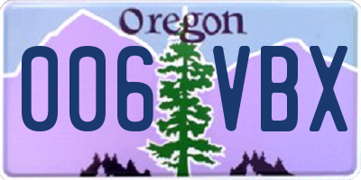 OR license plate 006VBX