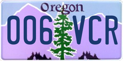 OR license plate 006VCR