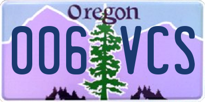 OR license plate 006VCS