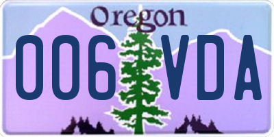 OR license plate 006VDA