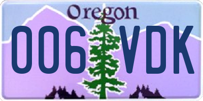 OR license plate 006VDK