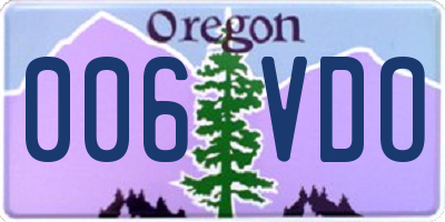 OR license plate 006VDO