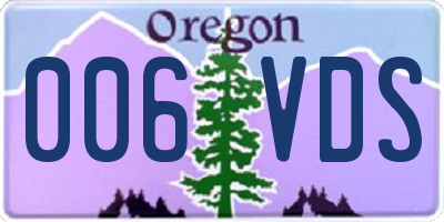 OR license plate 006VDS