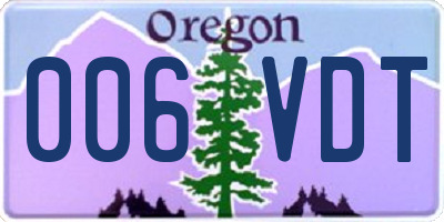 OR license plate 006VDT