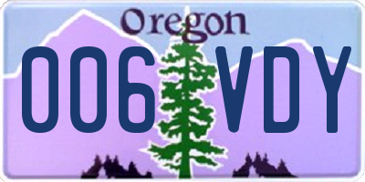 OR license plate 006VDY