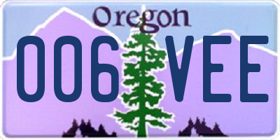 OR license plate 006VEE