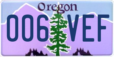 OR license plate 006VEF