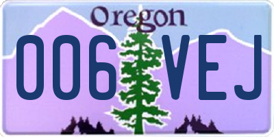 OR license plate 006VEJ