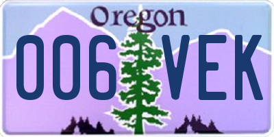 OR license plate 006VEK