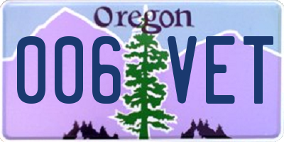 OR license plate 006VET