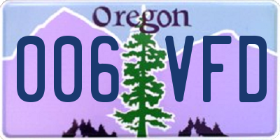 OR license plate 006VFD