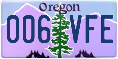 OR license plate 006VFE