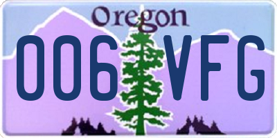 OR license plate 006VFG