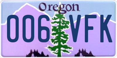 OR license plate 006VFK