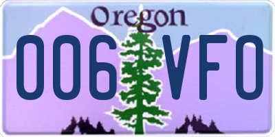 OR license plate 006VFO