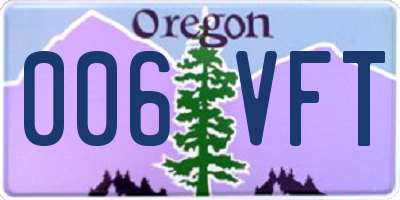 OR license plate 006VFT