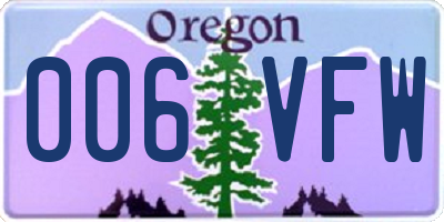 OR license plate 006VFW
