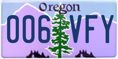 OR license plate 006VFY