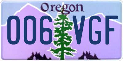 OR license plate 006VGF