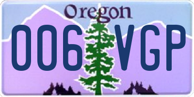OR license plate 006VGP
