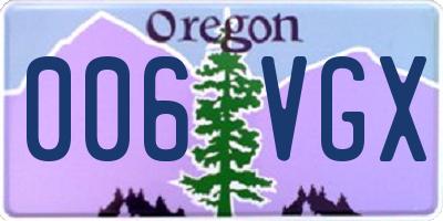 OR license plate 006VGX