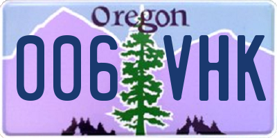 OR license plate 006VHK