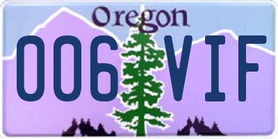 OR license plate 006VIF