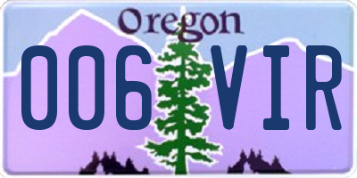 OR license plate 006VIR