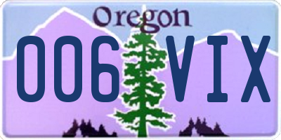 OR license plate 006VIX