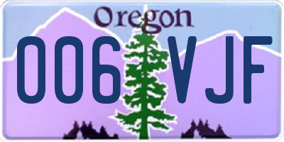 OR license plate 006VJF