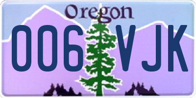 OR license plate 006VJK