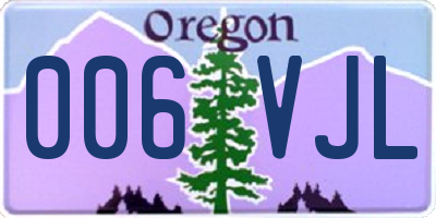 OR license plate 006VJL