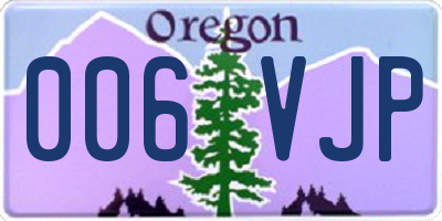 OR license plate 006VJP