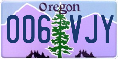 OR license plate 006VJY
