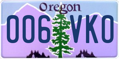 OR license plate 006VKO