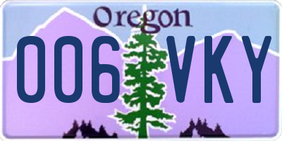 OR license plate 006VKY